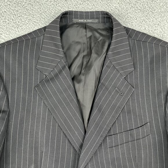 Armani Collezioni Black & White 100% Wool 3 Button Pinstripe Blazer Sz 42L - Picture 8 of 9